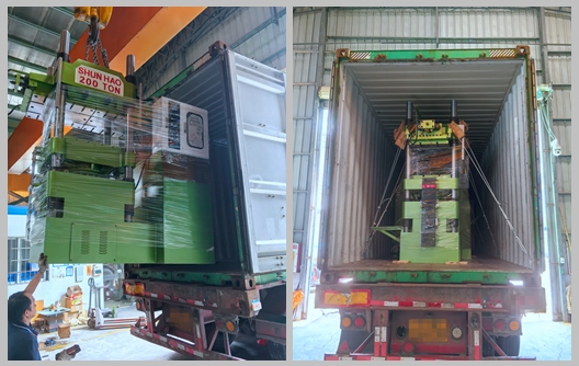 شونہاؤ 200 ٹن میلمین مولڈنگ مشین اور پہلے سے گرم کرنے والے آلات کی کھیپ