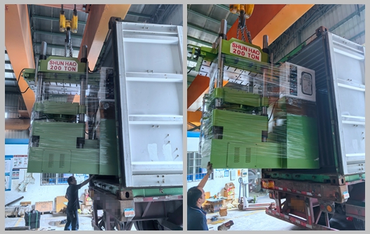 Shunhao 200-ٹن میلامین ٹیبل ویئر مولڈنگ مشین شپمنٹ